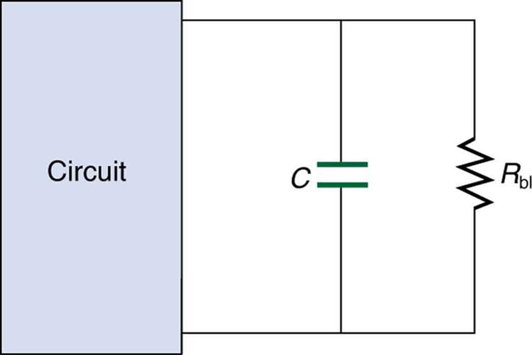 An electrical circuit with a capacitor has an extra resistor R sub b l, called a bleeder, installed in parallel with the capacitor.