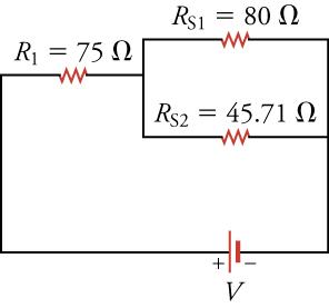 The same circuit diagram as above, but with two pairs of resistors in series combined.