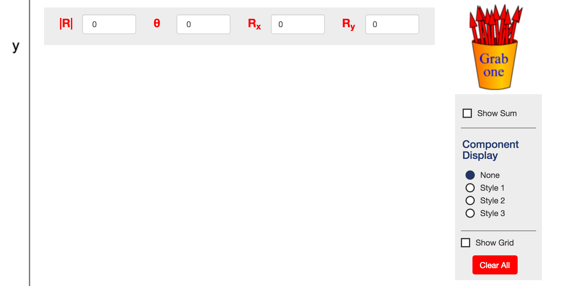 This simulation provides the tools to experiment with adding vectors graphically.