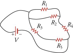 A circuit diagram with curved lines between all components instead of straight lines.