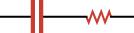 The figure shows two circuit elements connected to each other. The first element is represented by two parallel lines, and the second element is represented by a wiggly line.
