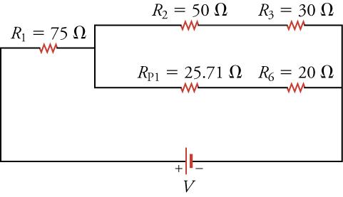 The same circuit diagram from above but with the two parallel resistors combined.