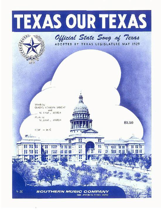 Image of cover of sheet music for Texas Our Texas