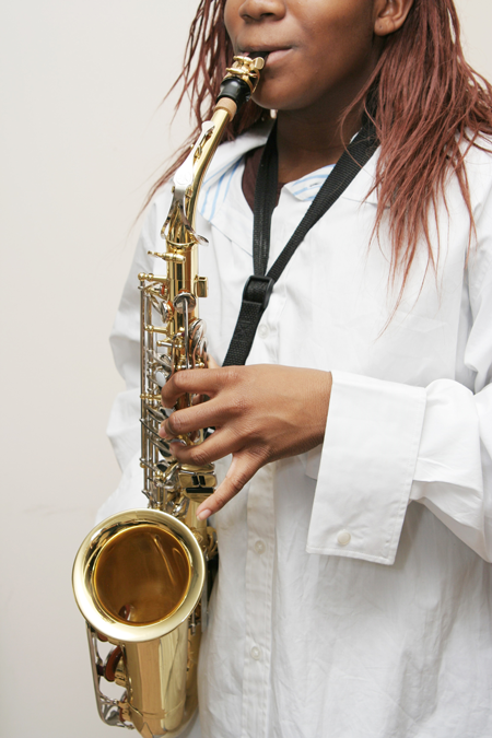 Image of a student playing the saxophone