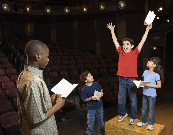 Image of group of young students practicing on stage