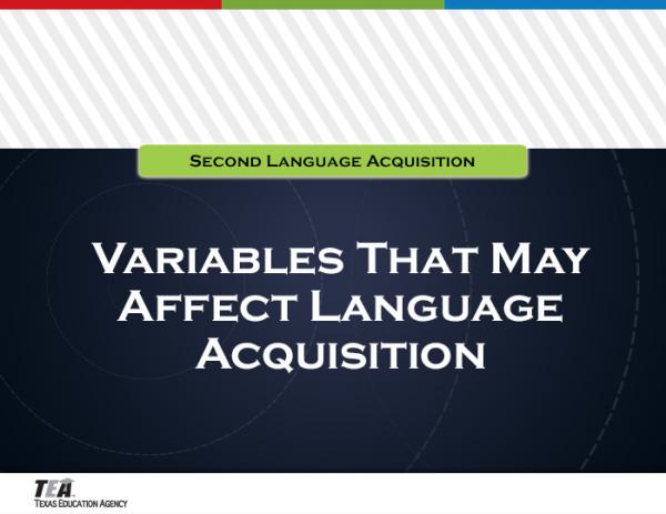 Variables that may affect language acquisition section tile graphic