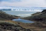 Bare rock exposed by a retreating glacier