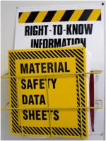 image of MSDS sheets stored in folder on wall.